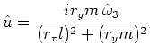 $\displaystyle \hat{u}=\frac{ir_ym\,\hat{\omega }_3}{(r_xl)^2+(r_ym)^2}$